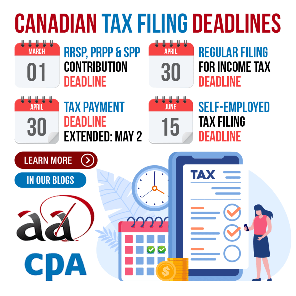 Canadian Tax Deadlines and Payment Due Dates AADCPA