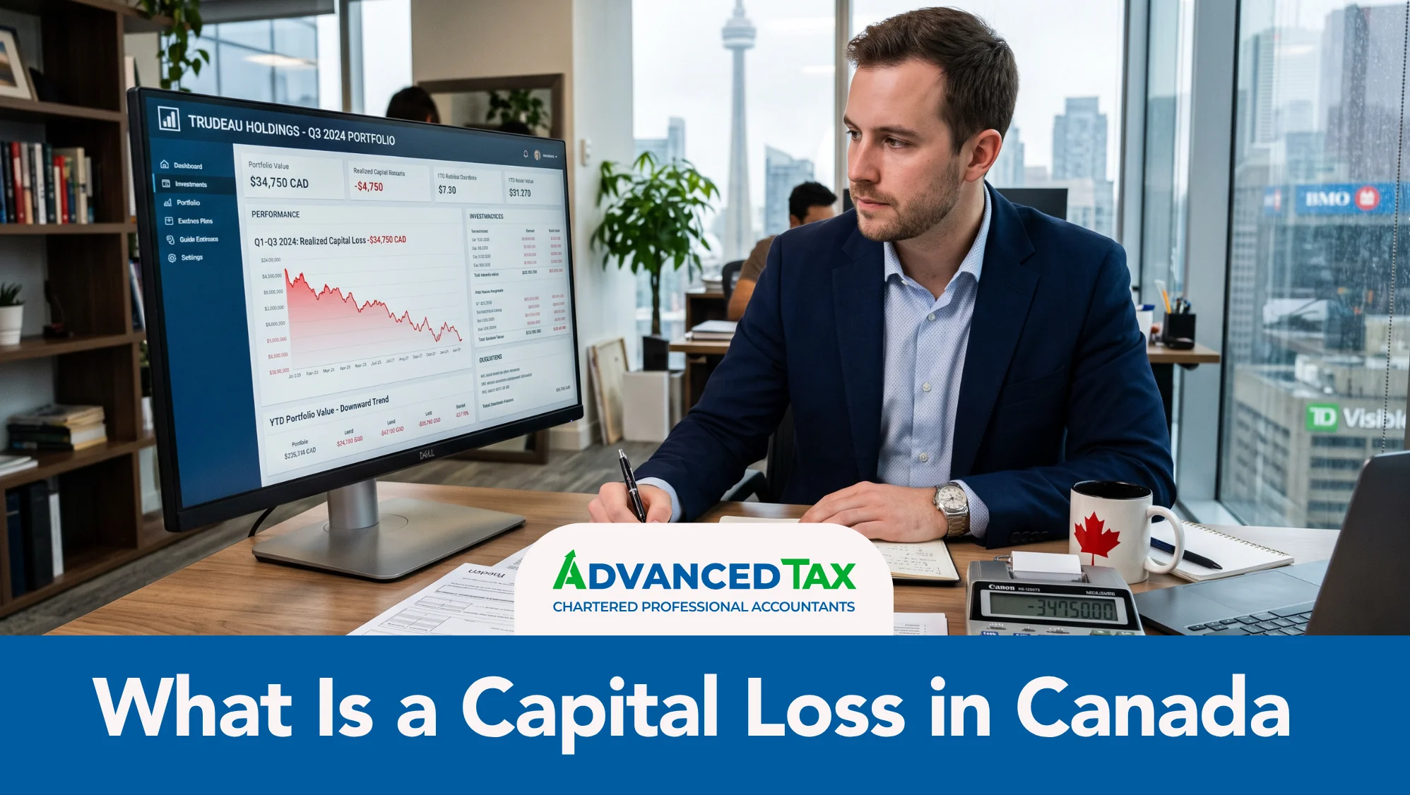 Canadian investor reviewing a capital loss on investments and its impact on income taxes.